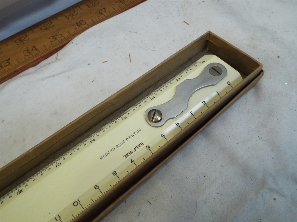 Jones & Lamson Draft Machine Scale Rule Drafting Tool in Box 19" Blue Print