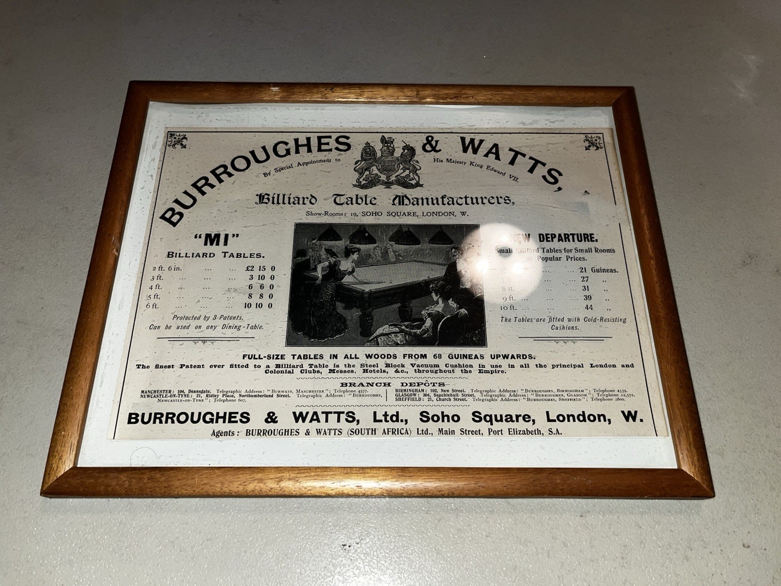 1902 OLD MAGAZINE PRINT AD, BURROWES BILLIARD AND POOL TABLES