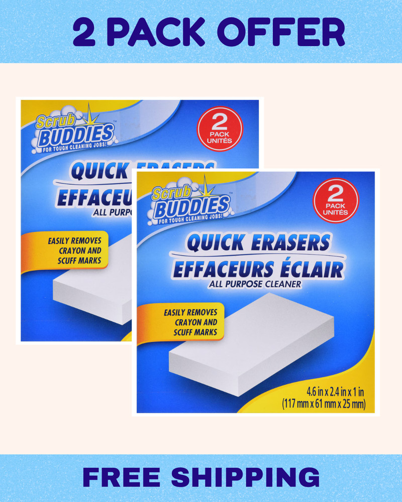 Scrub Buddies Quick Eraser Sponges 2 Pack Multi Surface Cleaning Pads