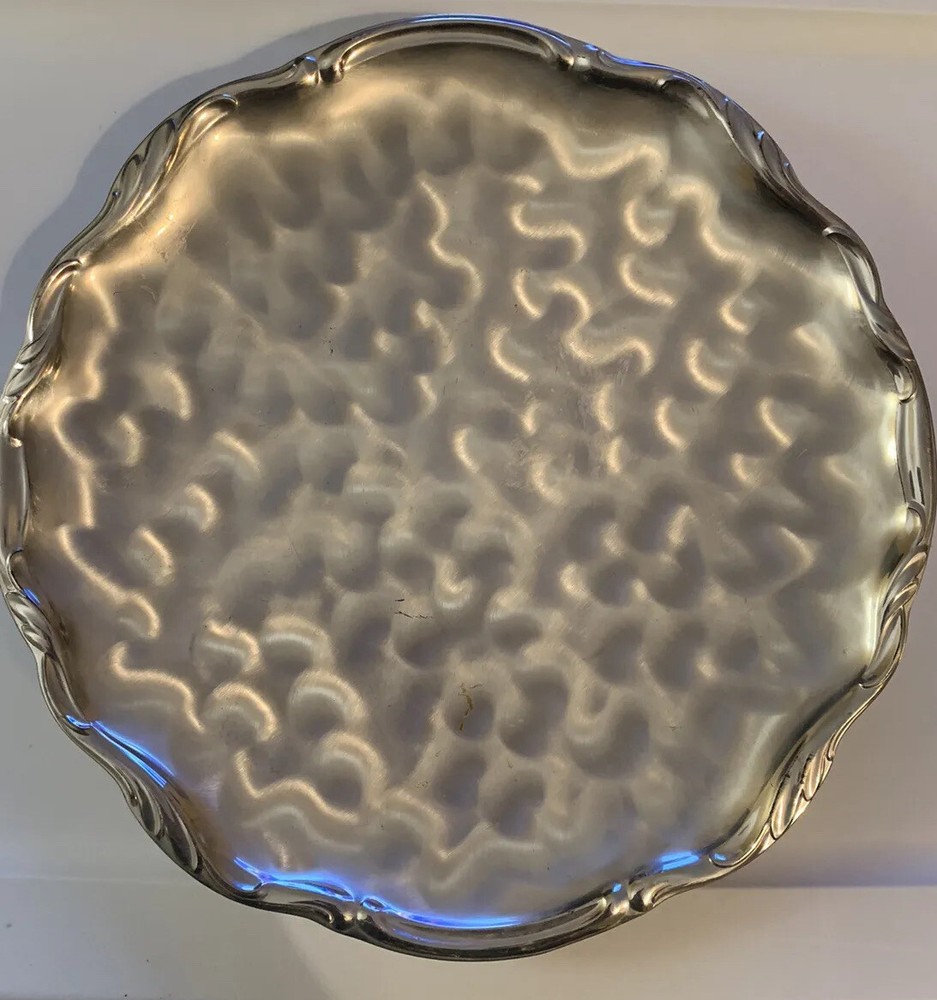 WMF-IKORA SILVER PLATE OVAL SERVING TRAY BRUSHED FINISH GERMANY 6513