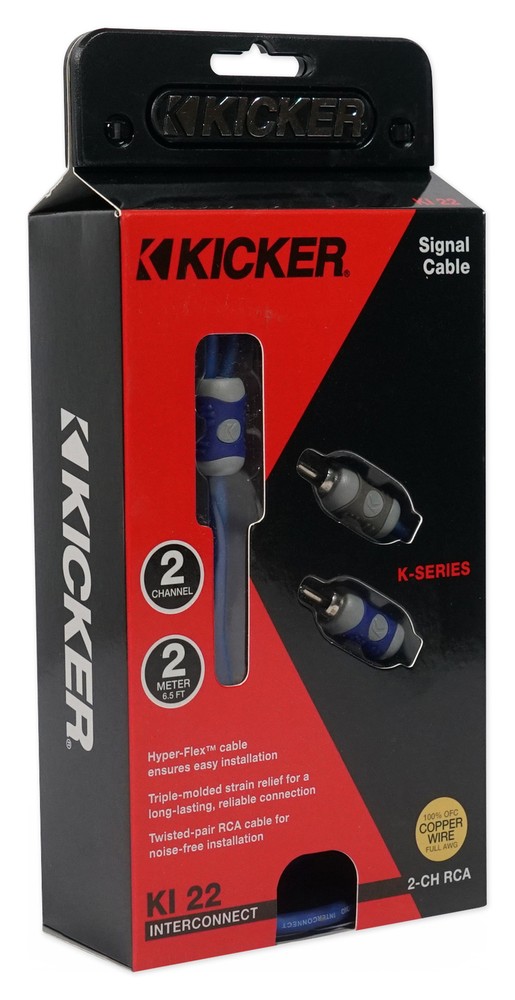 KICKER 46KI22 6 ft. 2-Channel RCA Cable 2 Meter With Feature Silver-Tinned