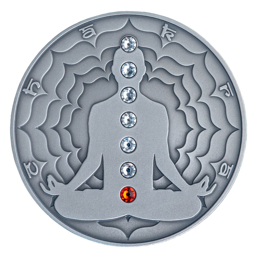 MULADHARA Chakra 2 Oz Silver Coin 2000 Francs Cameroon 2021