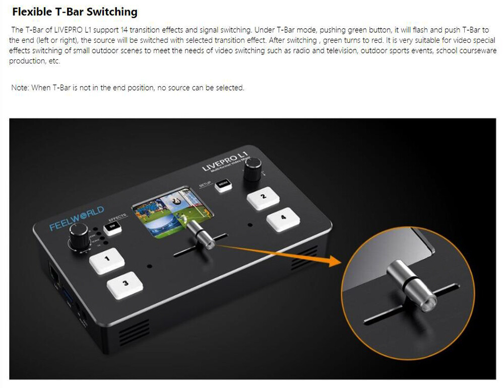 Livepro L1 Live Streaming Switcher HDMI Multi-Format Studio Record fr DSLR Camer