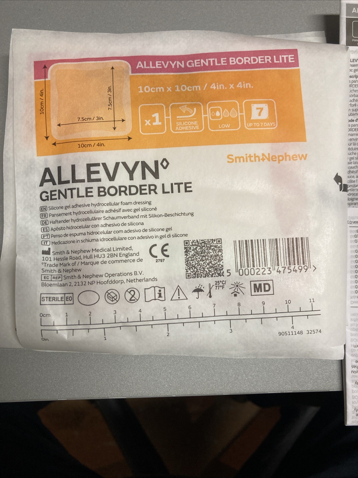 Allevyn Gentle Border Lite 4”x4” 10cmx10cm 66800835 Box Of 10 Exp 2026-05-01