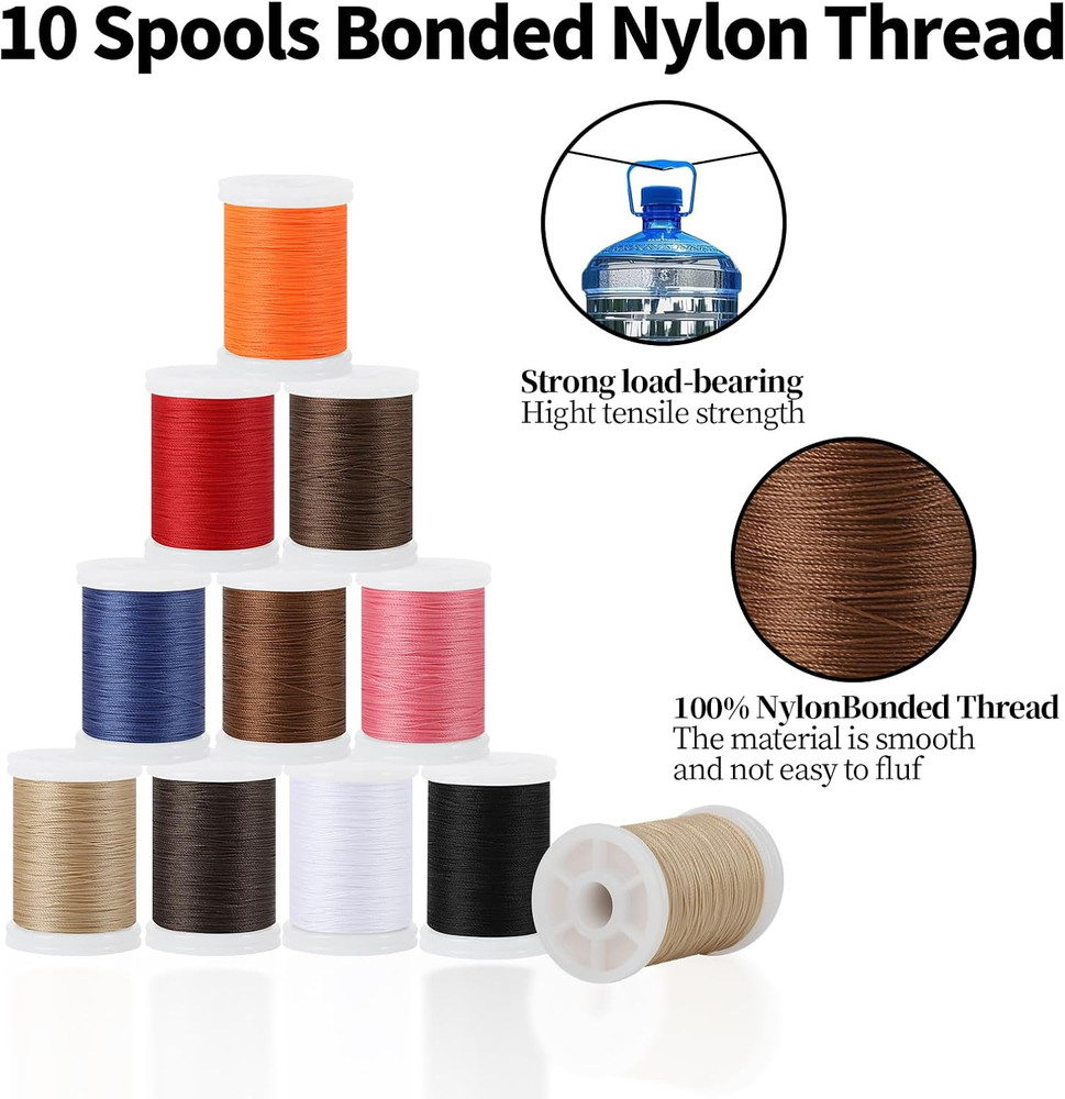 10 Spools Extra Strong Upholstery Thread, Bonded Nylon Thread Leather Threads...