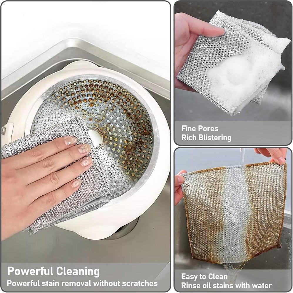 10 Pcs Non-Scratch Wire Dishwashing Rags - Elegant & Practical Kitchen Solution