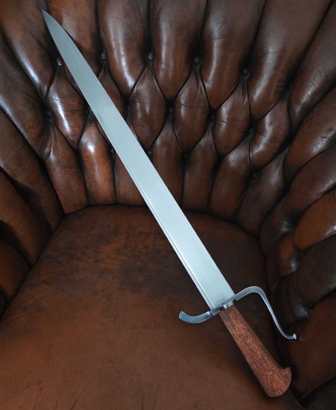 Messer Sword - D2 Tool Blade With Leather Sheath - Collectible Sword