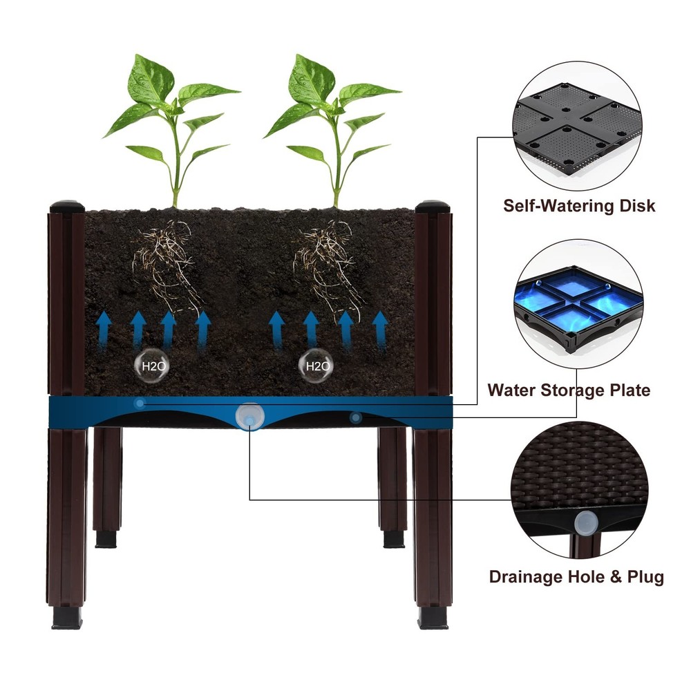 MAYOLIAH Raised Garden Bed with Drainage Elevated Planter Box Plastic Raised ...