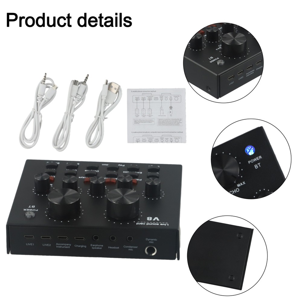 Convenient V8 Sound Card Set for Easy Storage Advanced Audio Technology
