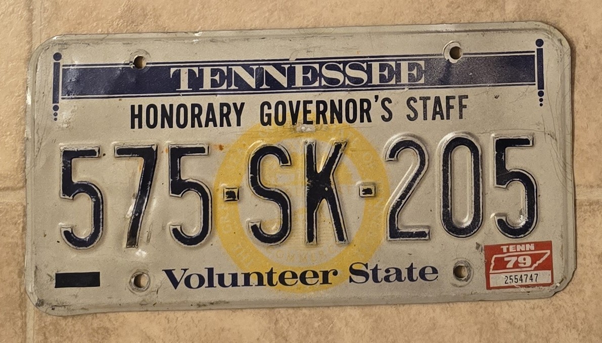1979 Tennessee license plate Honoary Governors Staff 79 TN