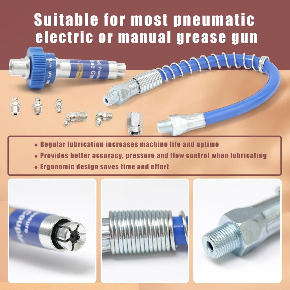High Pressure Grease Coupler, 10th Generation Quick Connect Grease Coupler Fi...
