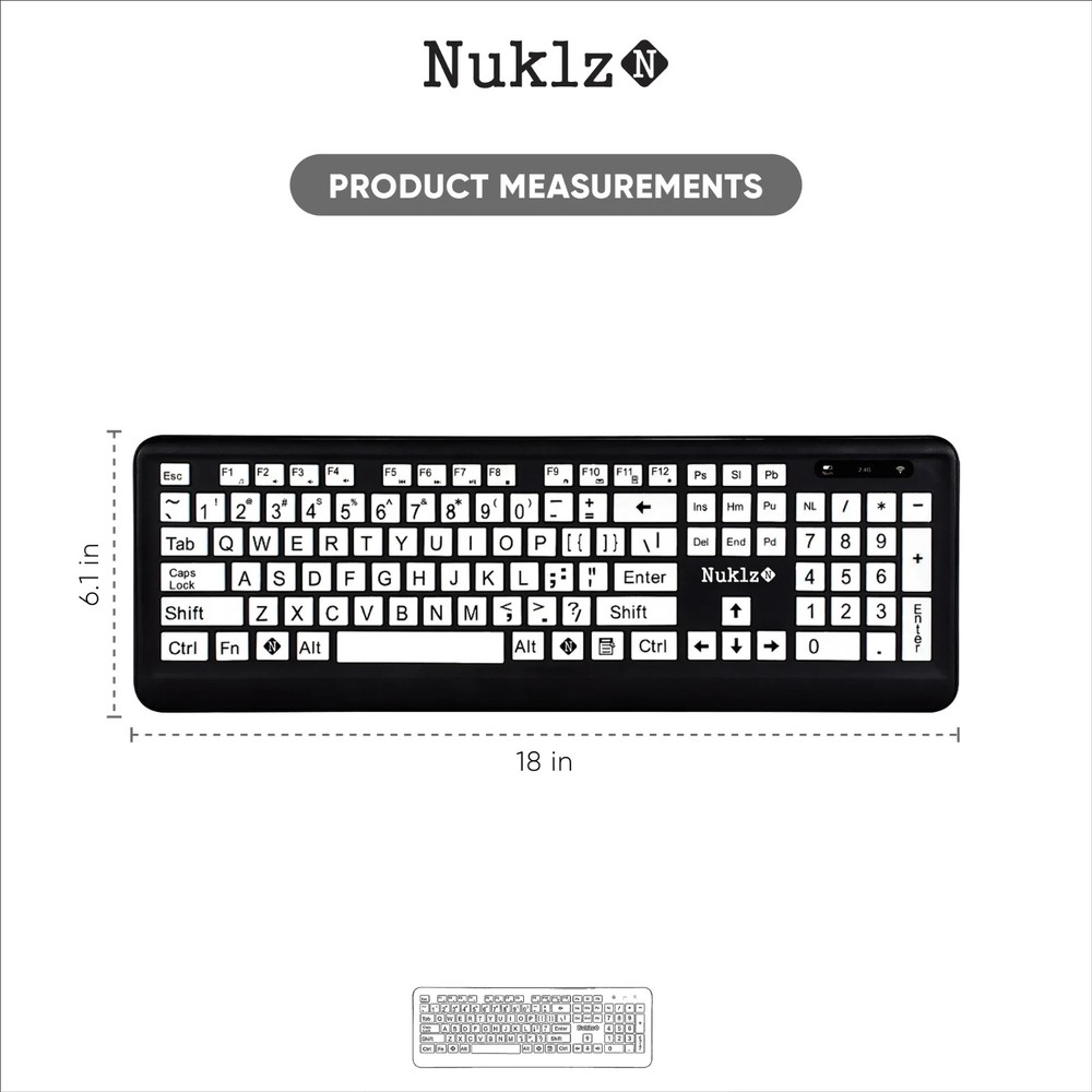 Large Print Keyboard For Low Vision People - USB Wireless High Contrast Keys