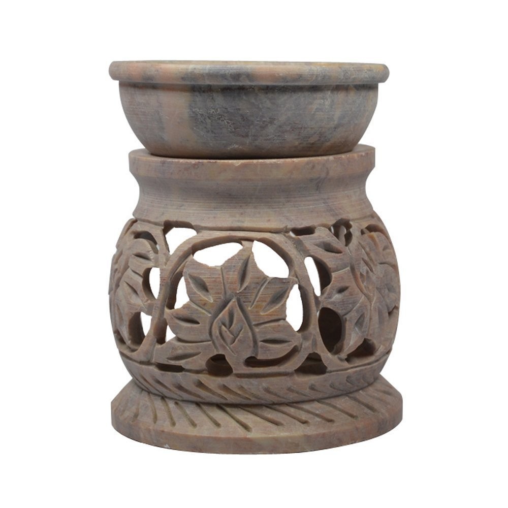 Handmade Soapstone Aroma Burner Oil Diffuser With Tea Light Candle