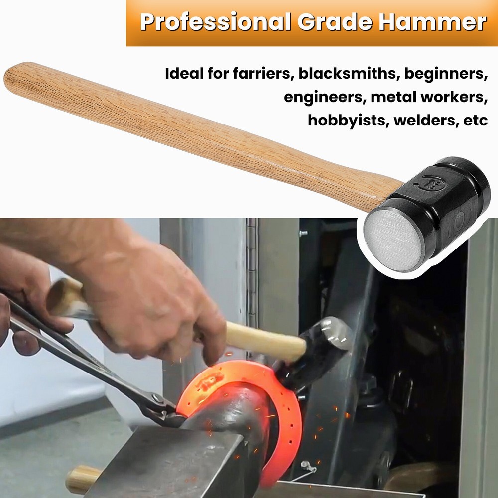 36 oz Rounding Hammer Blacksmith Engineer Drilling Handmade Knife Making Forge