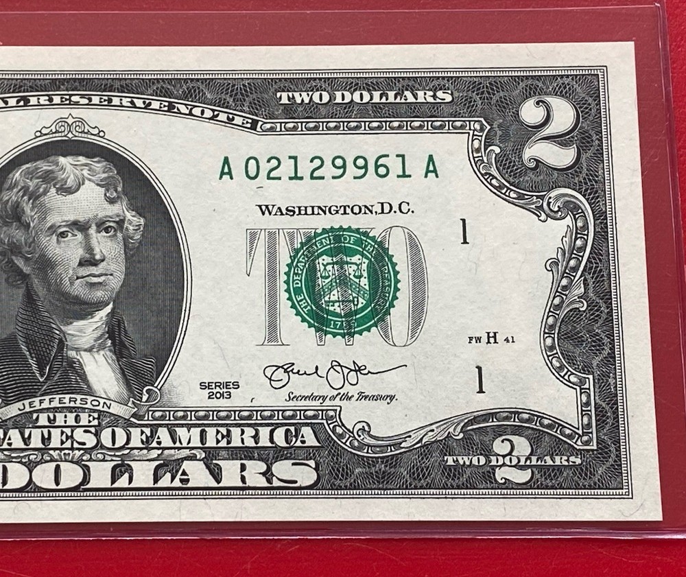 2013 $2 TWO DOLLAR BILL ( BOSTON A ) UNCIRCULATED