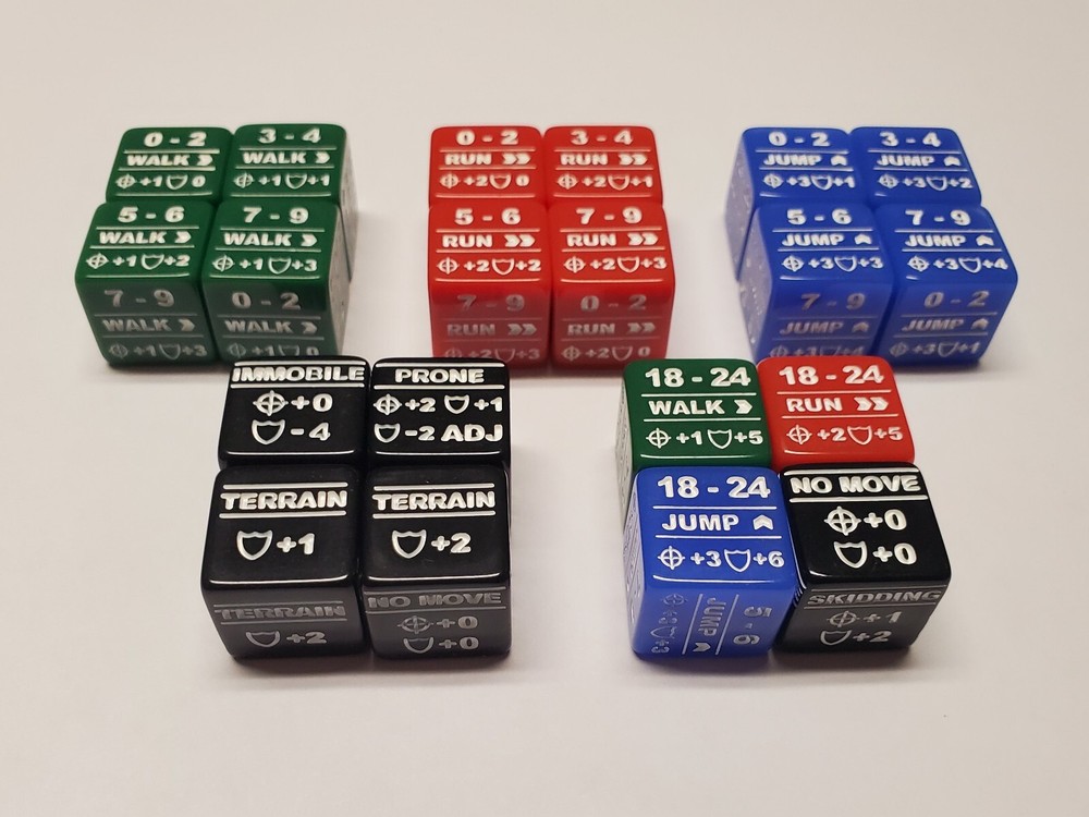20x Battletech Movement & Stats Dice | Walk Run Jump & Special Modifier Markers