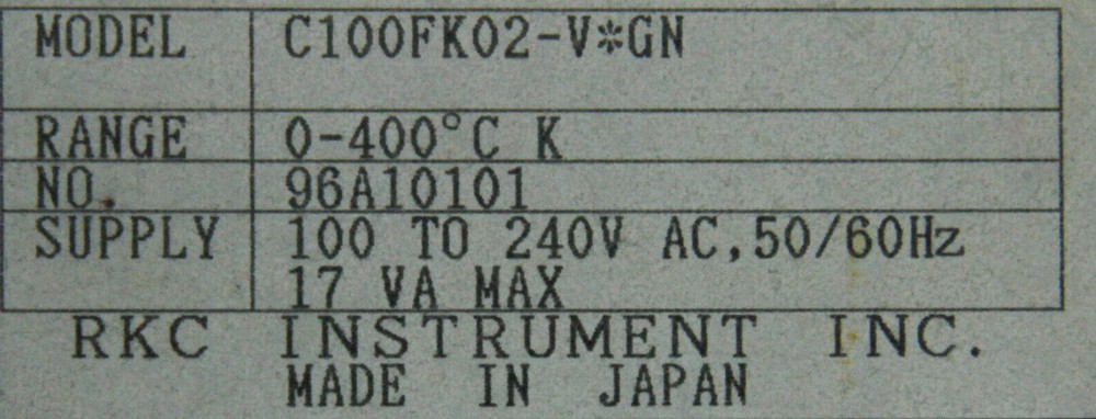 10322 RKC REX-C100 TEMPERATURE CONTROLLER C100FK02-V*GN