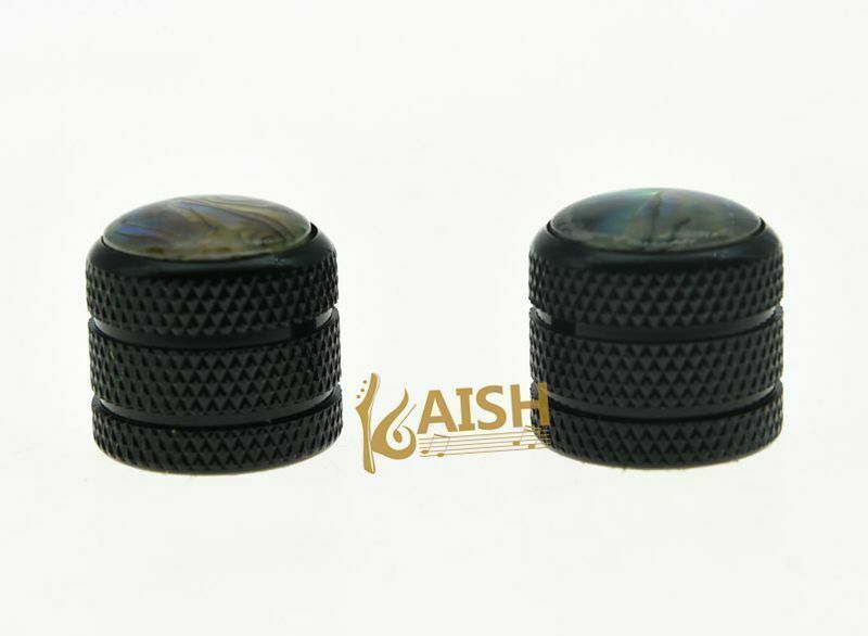 KAISH 2pcs Black Push On 6mm Guitar Abalone Top Dome Knobs Bass Tele Knobs