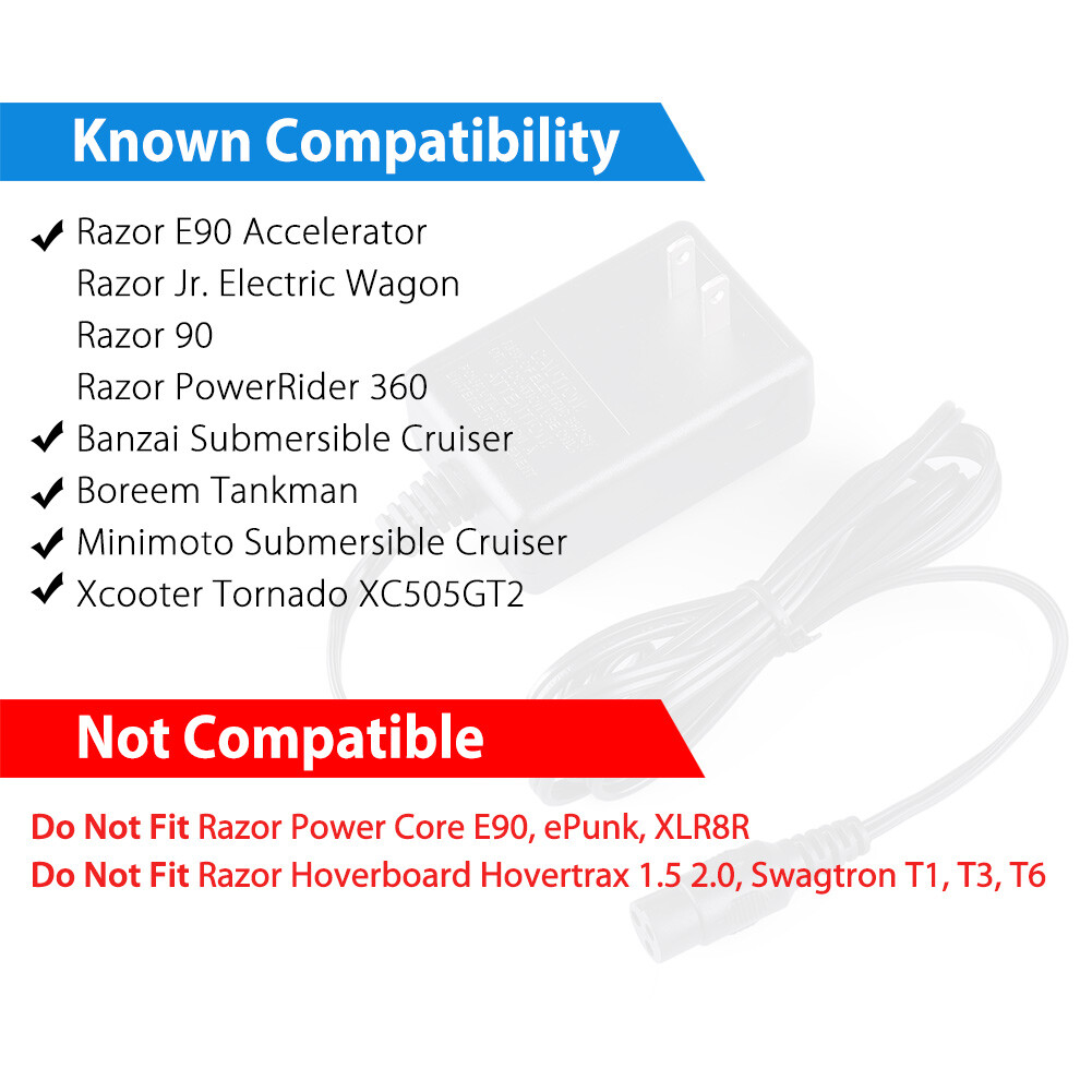 12V Fast Electric Scooter Battery Charger Power Supply for Razor E90 Accelerator