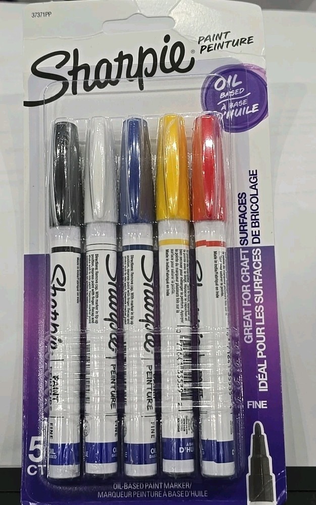Sharpie Oil-Based Fine Point Assorted Colors Paint Markers, 5 Count