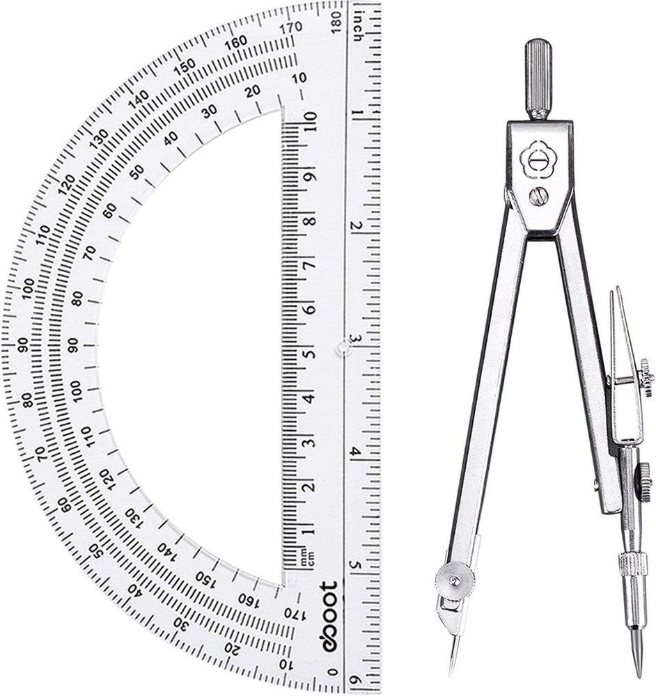 Compact Geometry Compass with Clear Case and Protractor for School Projects