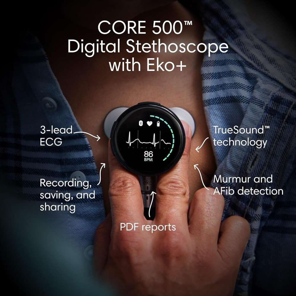 CORE 500™ Digital Stethoscope — 40X Amplification, Active Noise Cancellation, 3-