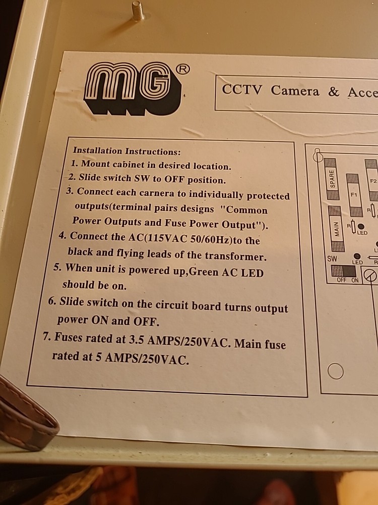 MG Electronics Cctv Camera Power Supply Model Dps-9