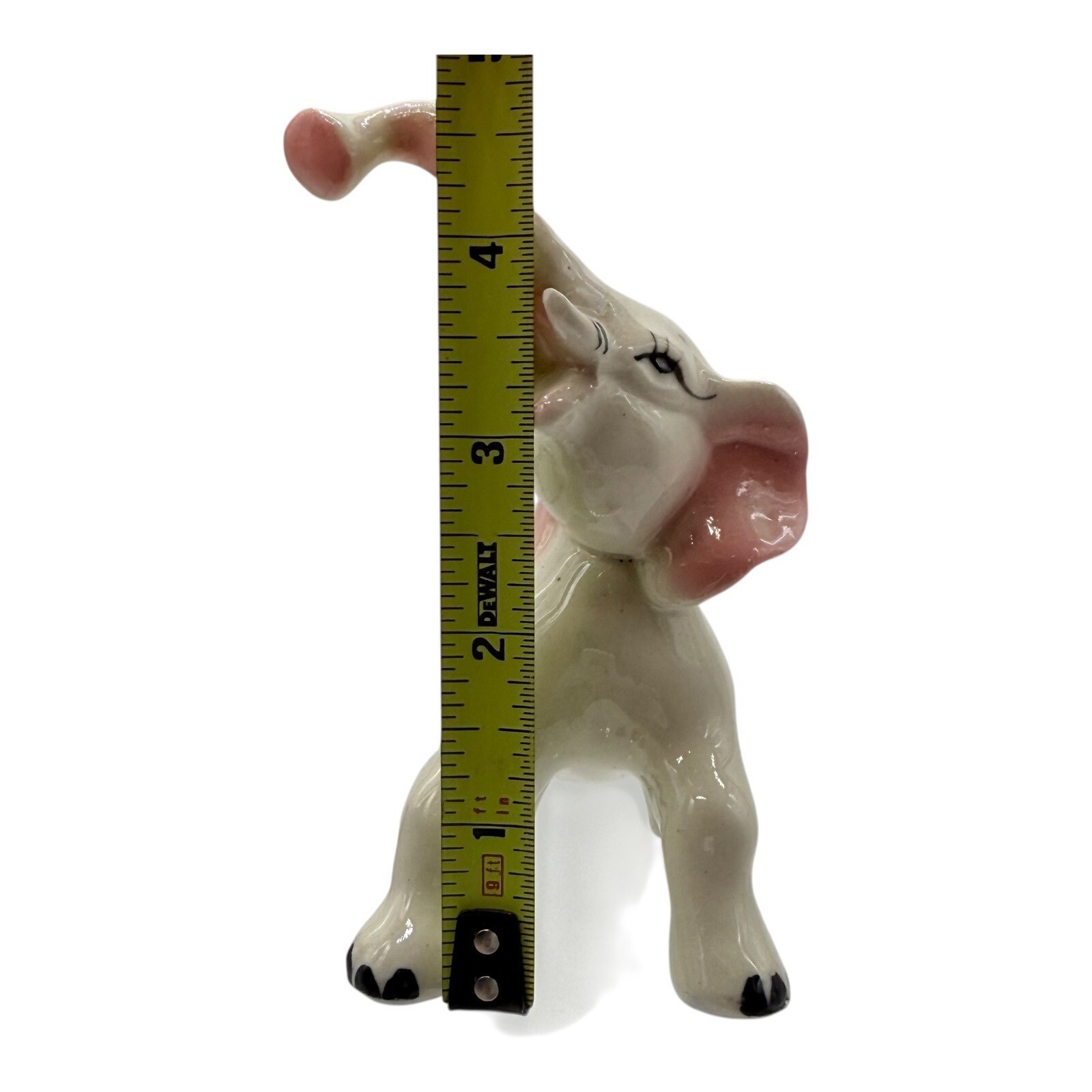 Vintage Elephant Figurine Trunk Up Good Luck Decor Ceramic Animal Statue