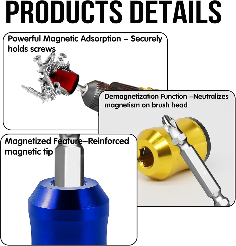3Pcs Screwdriver Head Magnetic Ring, Screw Ring Set Removable Household Tool for