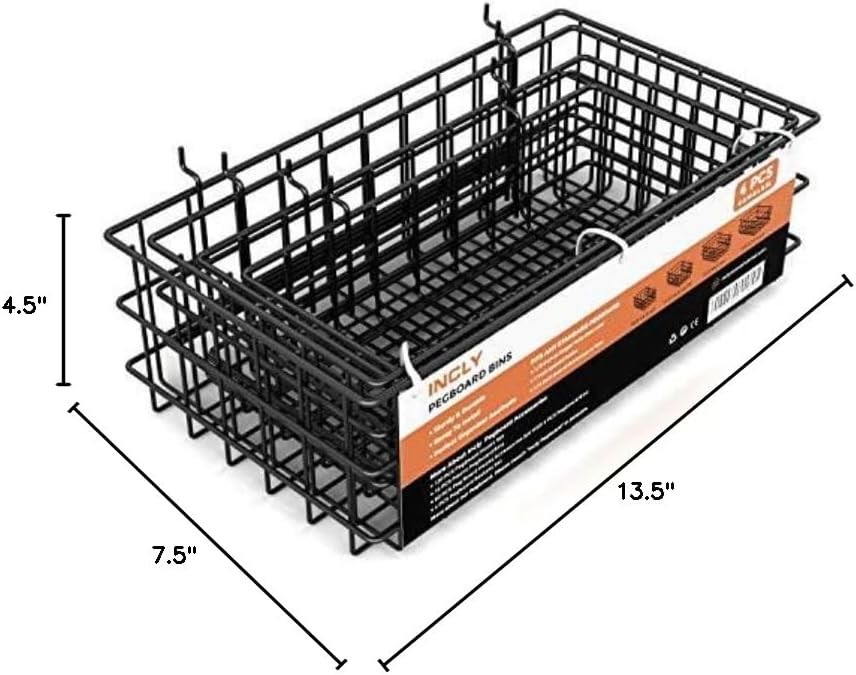 Adjustable Pegboard Baskets Set - 4 Sizes for Ultimate Storage Flexibility