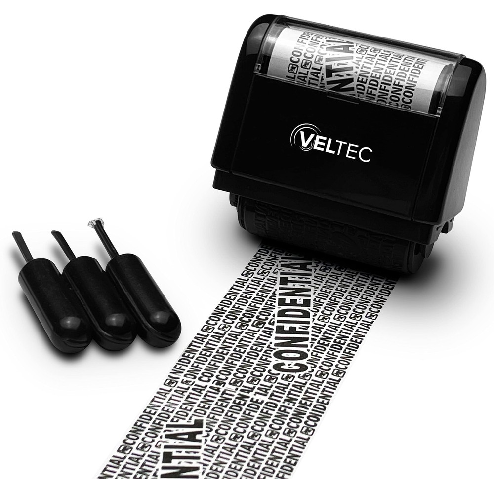 ID Protector Ink Roller - Identity Theft Protection Roller Stamp Set (Black, ...