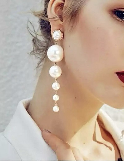 Pearl Clip On Earrings Dangle