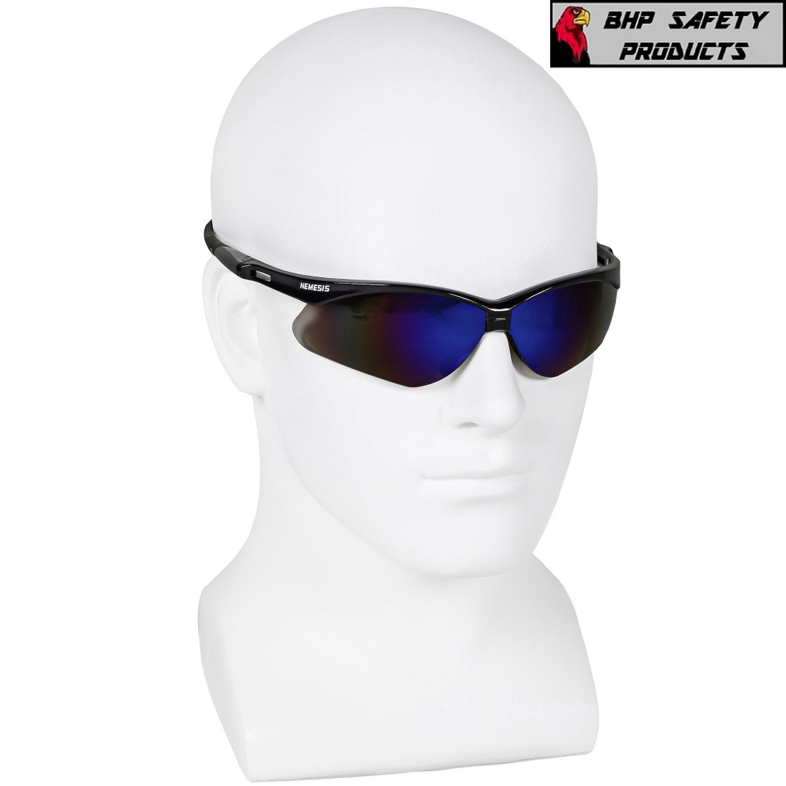 6 PAIR KLEENGUARD NEMESIS SAFETY GLASSES BLCK FRAME BLUE MIRROR SUNGLASSES 14481