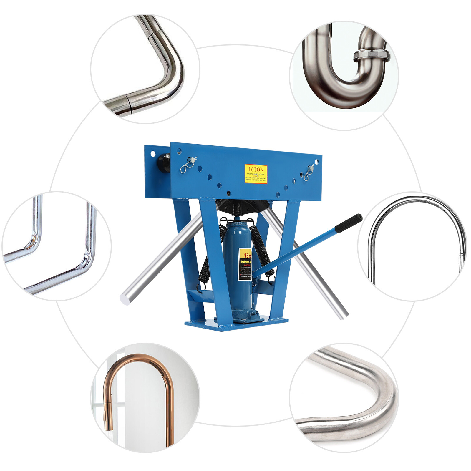 16 Ton Pipe Bender Manual Hydraulic Piping Bending Exhaust Tube Fabric w/8 Dies