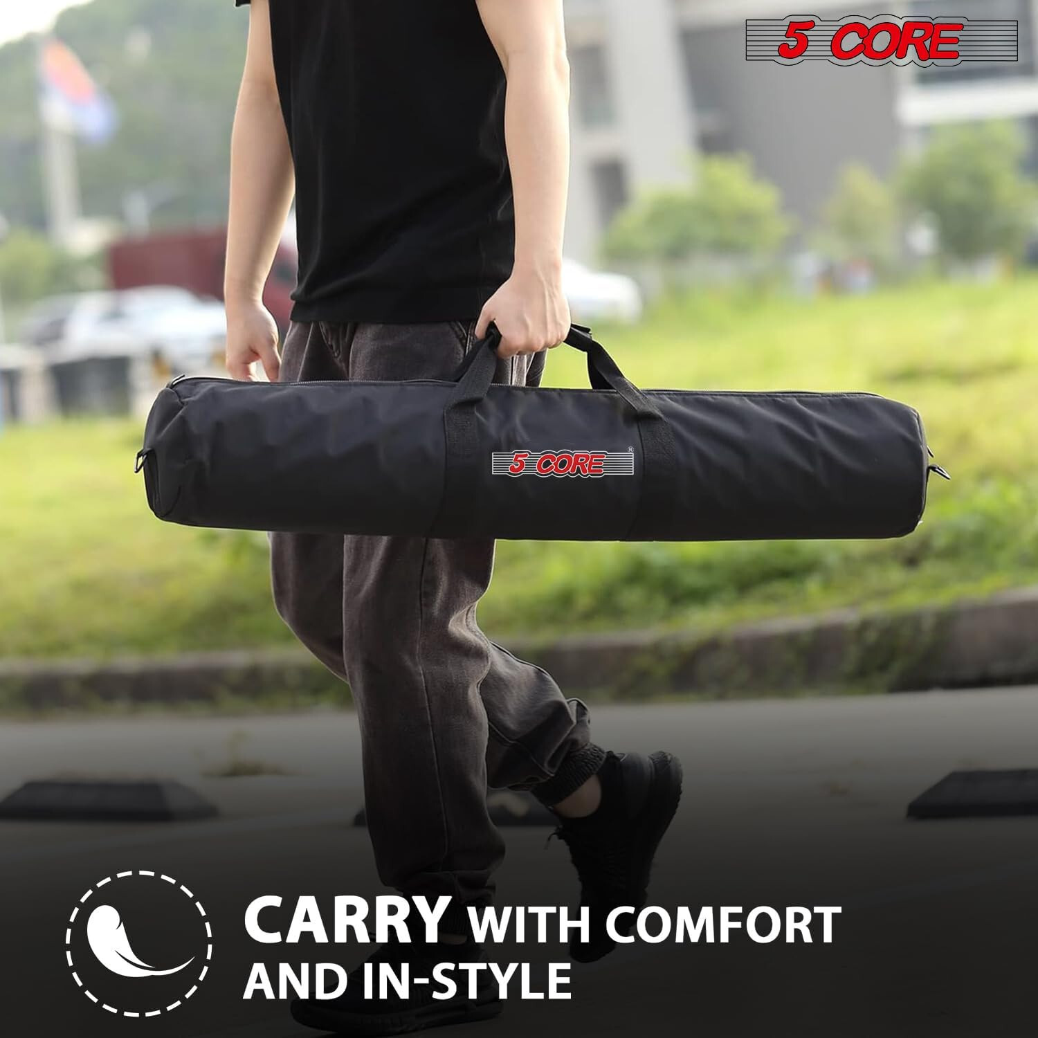 5Core 2-Tier Aluminum Column Keyboard Stand w/Bag, Mic Boom Arm & Sheet Stand