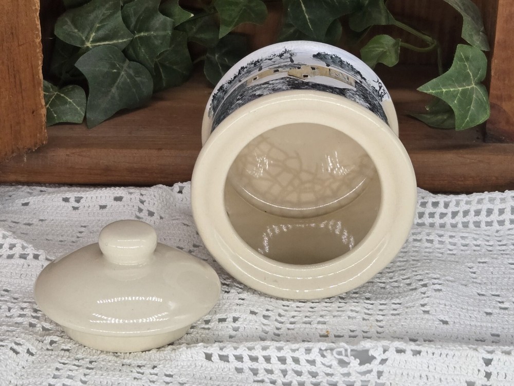 small stoneware container w/ lid(25009) hand painted