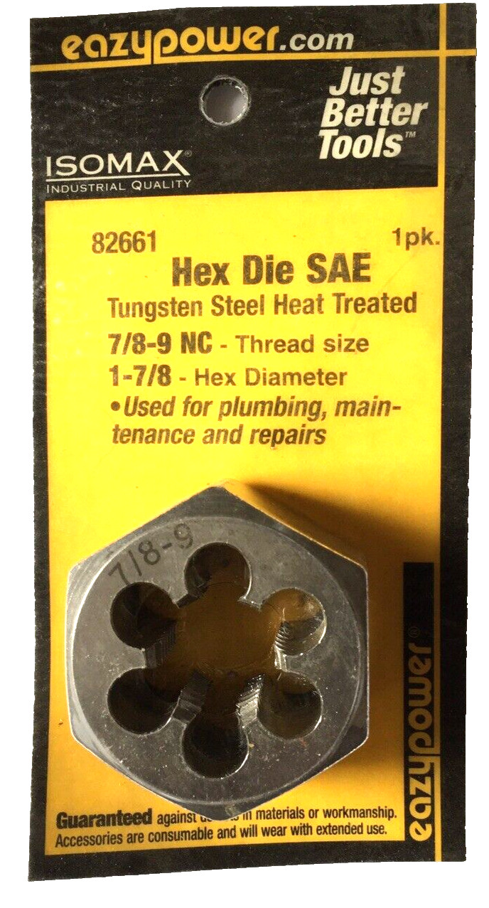 7/8”-9 NC 1 -7/8” Tungsten Hex Die Tapping Threading Rethreading Die