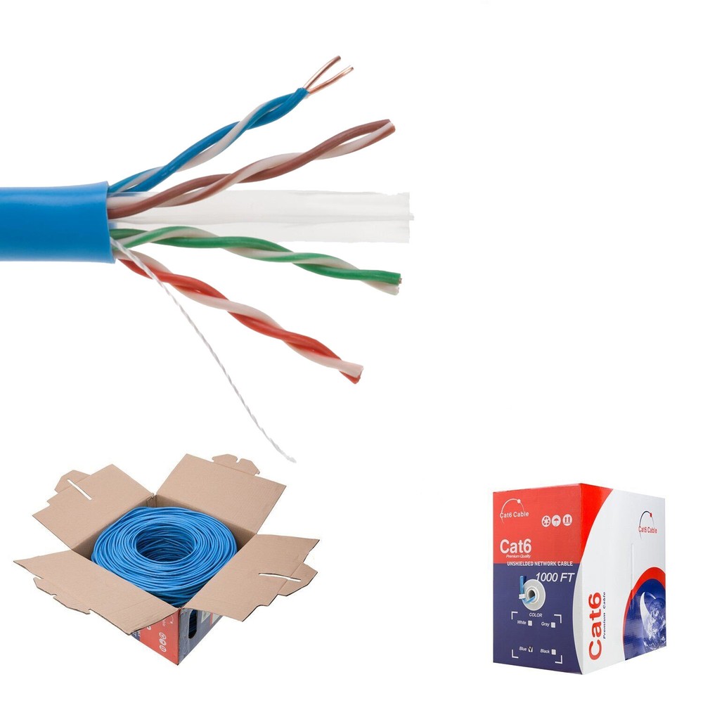 CAT6 1000ft UTP Solid Ethernet Cable 23AWG CCA Network LAN Bulk Wire RJ45 LOT