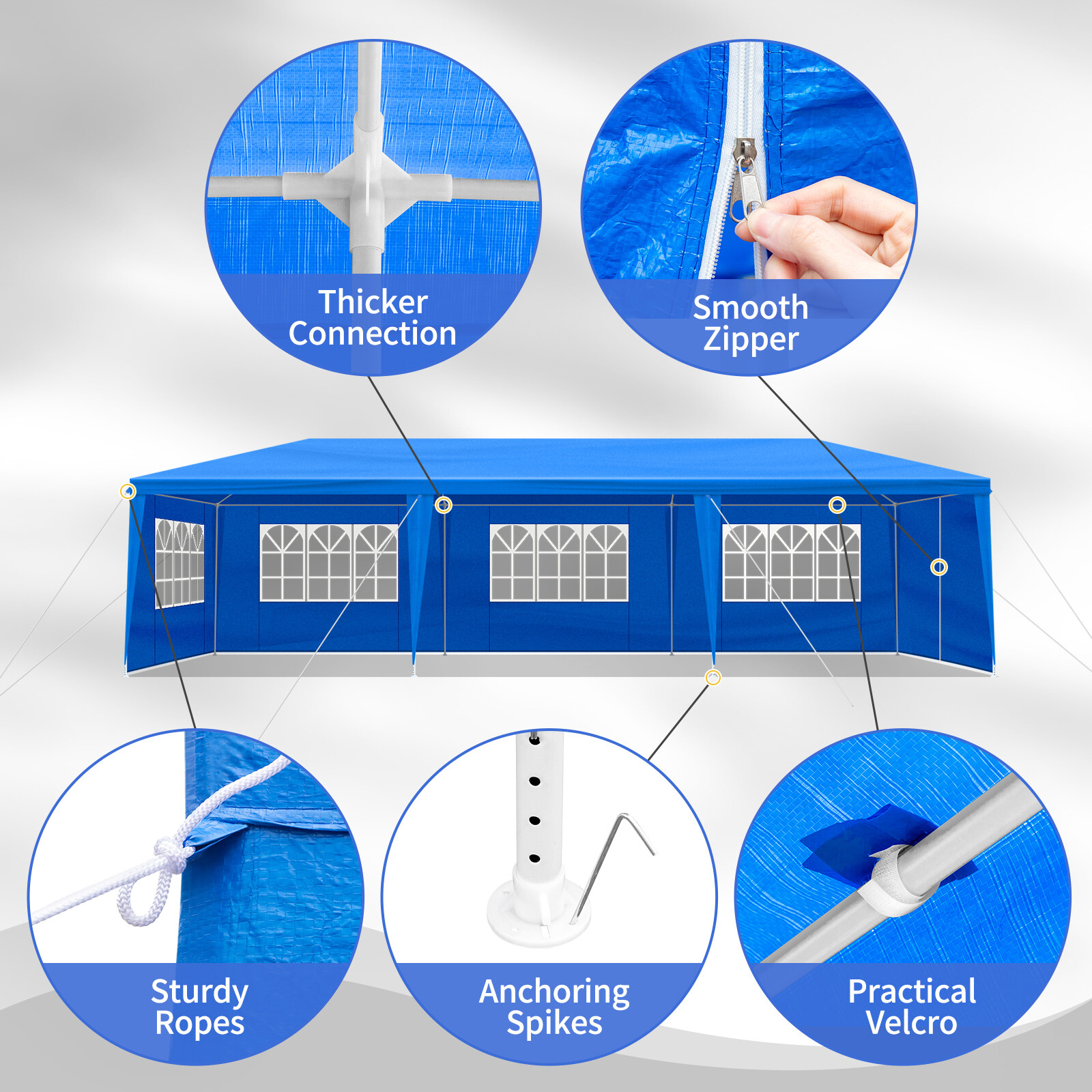 10'x30' Patio Gazebo Waterproof Outdoor Canopy Tent Party Tent With 8 Walls 8