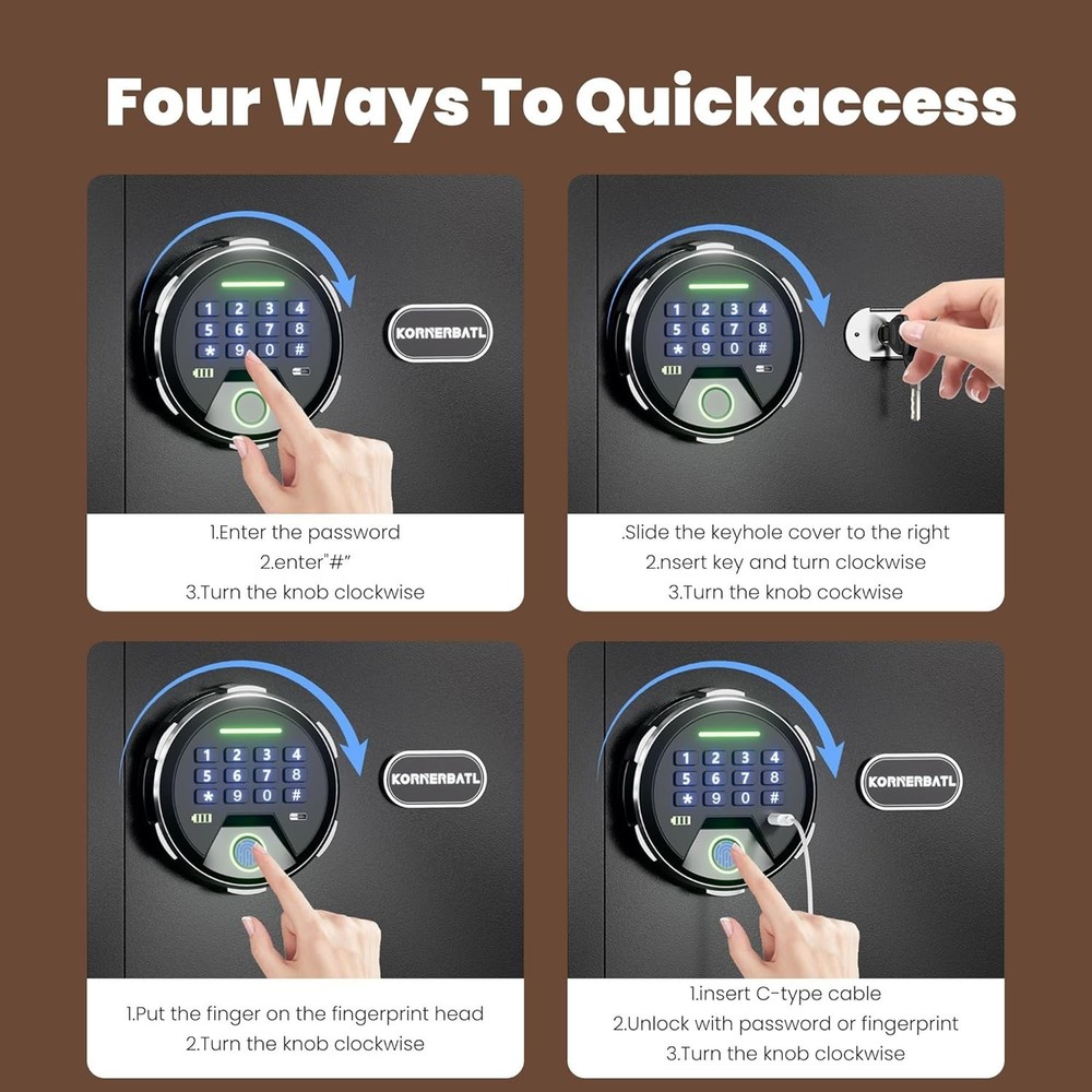 Elegant Small Safe Box with Four Access Methods - Perfect for Home Security