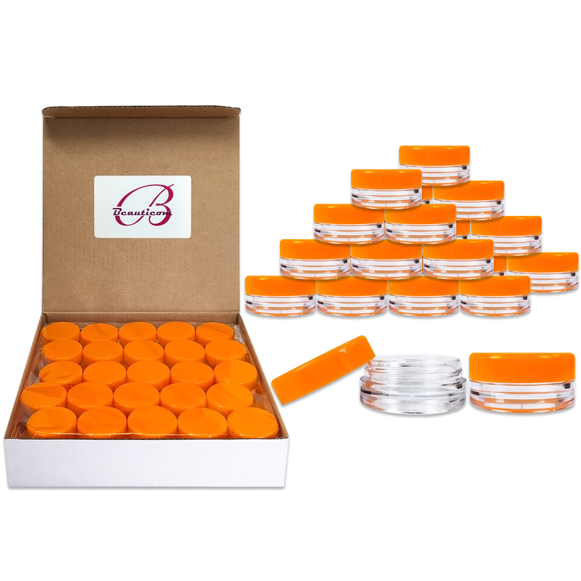 50 Jars 3 Gram 3ml Acrylic Plastic Jar Sample Containers BPA FREE