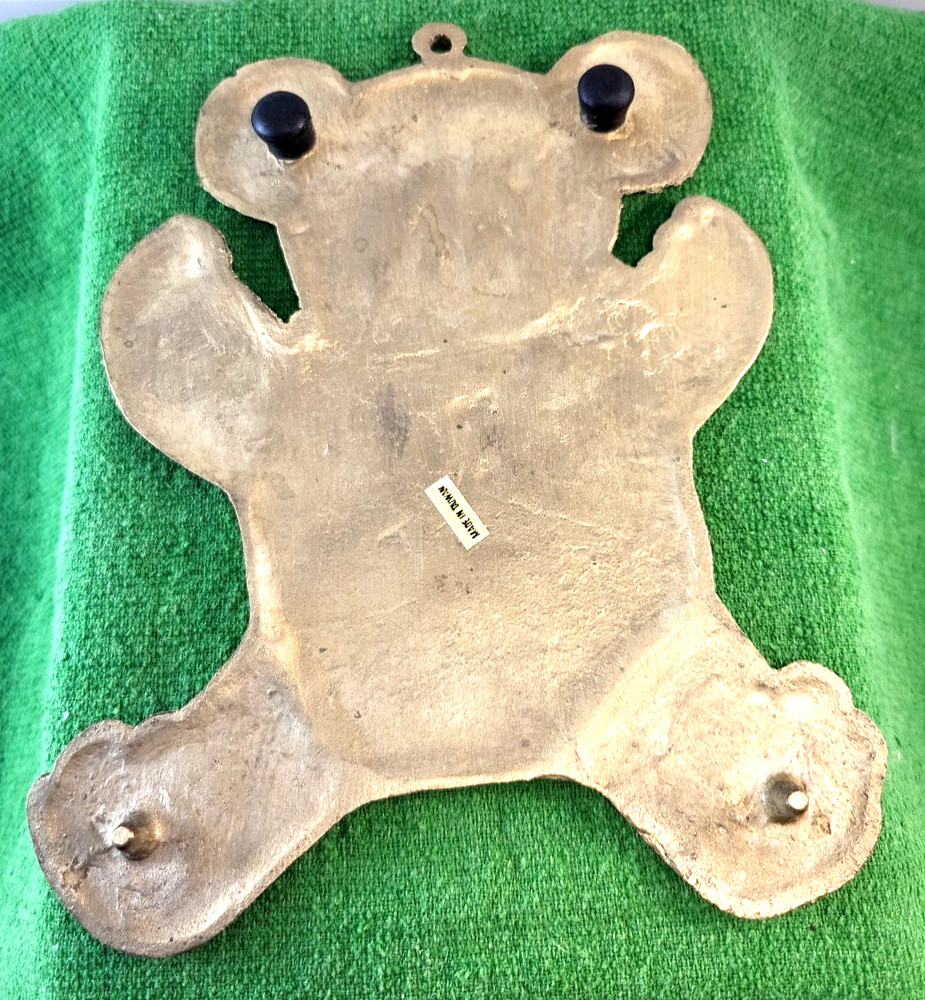 Brass Teddy Bear Trivet W/Loop For Wall Hanging 7” -Missing 2 Rubber Foot Covers