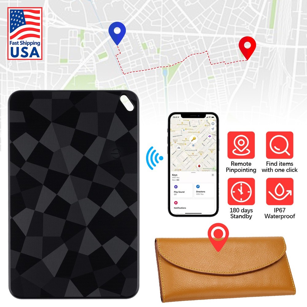 Black Wireless Charging Smart Card Tracker ABS Wallet Tracker Tracking Device