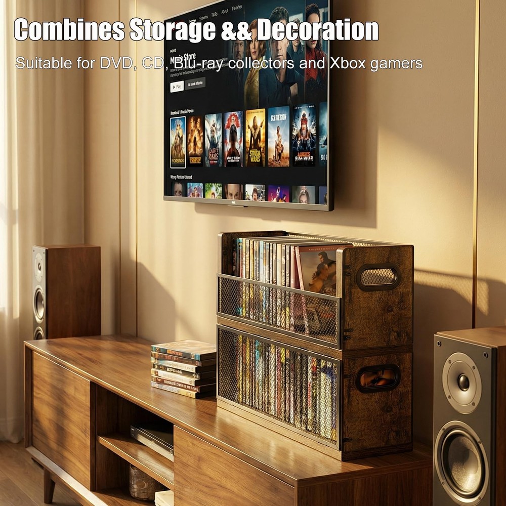 /Blu ray Storage Rack, Shelf Holds Up To 28 Cases, Stackable Tower also Used ...