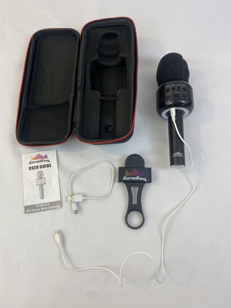 WIRELESS BLUETOOTH KARAOKE MICROPHONE E106 2.0 With Case Manual Fast Ship