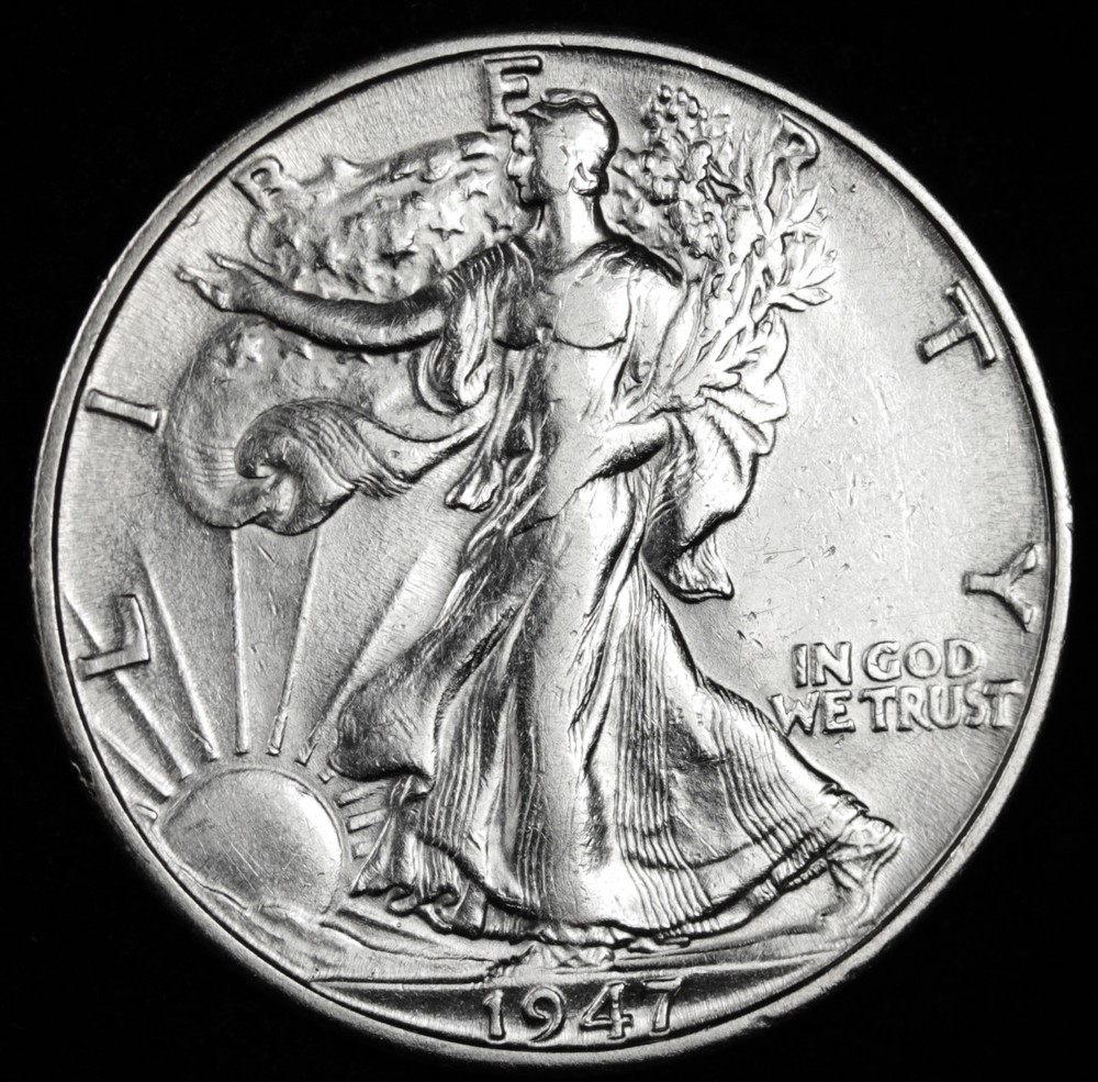 1947-d Walking Liberty Half.  A.U. (Inventory A)