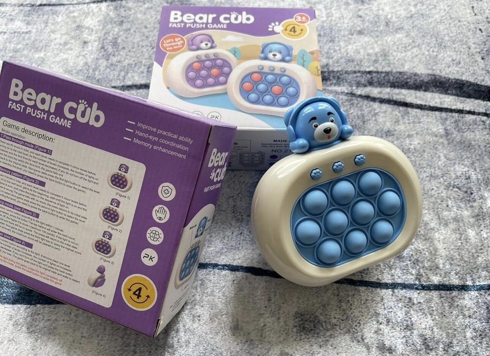 Pop Push it Game Fidget Toy Controller Sensory Electronic 3 Mode Bear