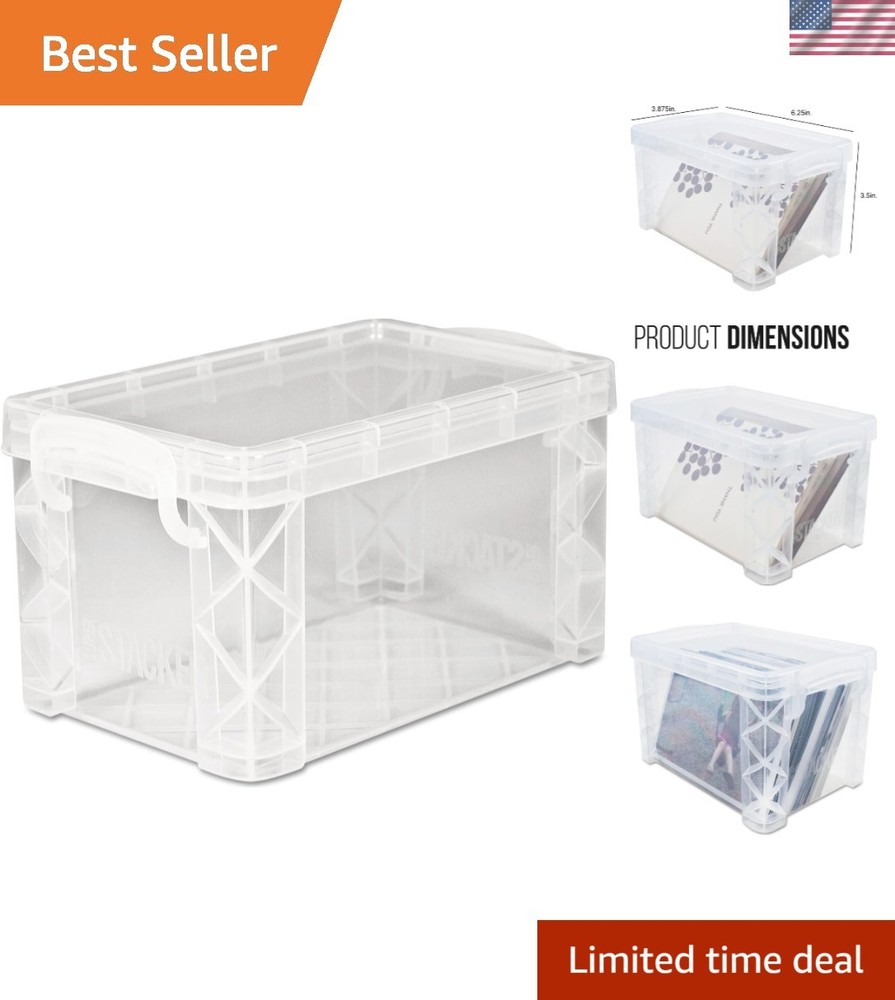 Effortlessly Organize with Stackable Clear Storage Box - 400 Card Capacity