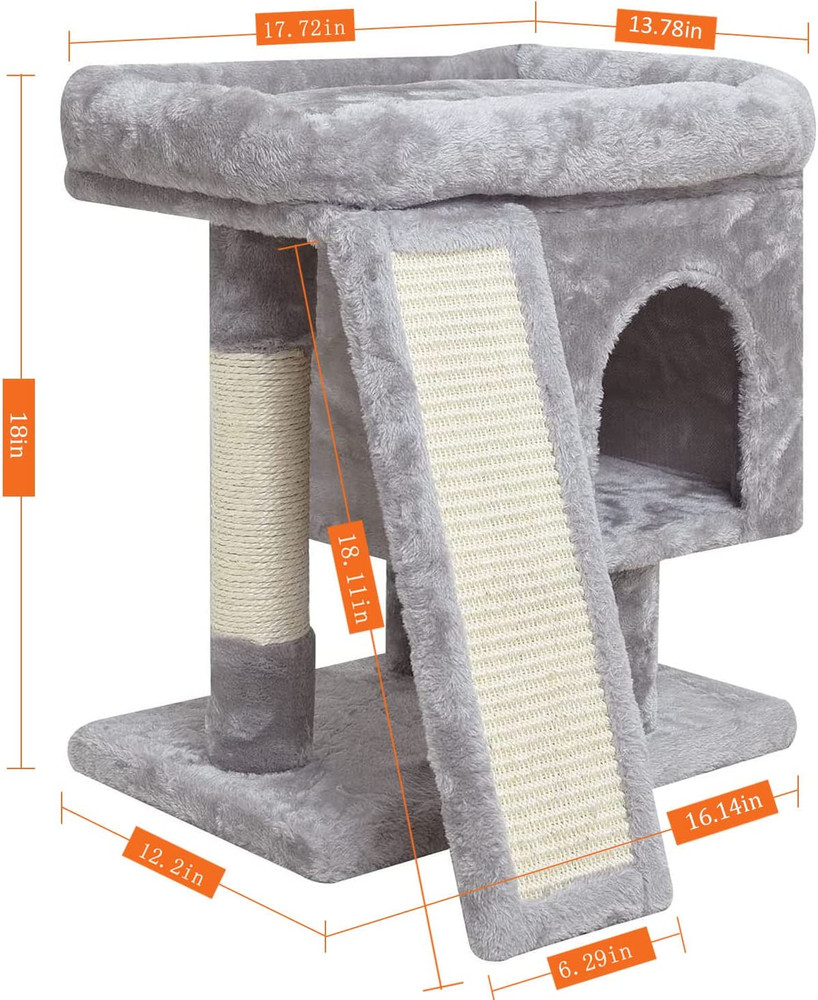Small Cat Tree for Indoor Cats, Cat Tower with Scratching Post, Modern Activity