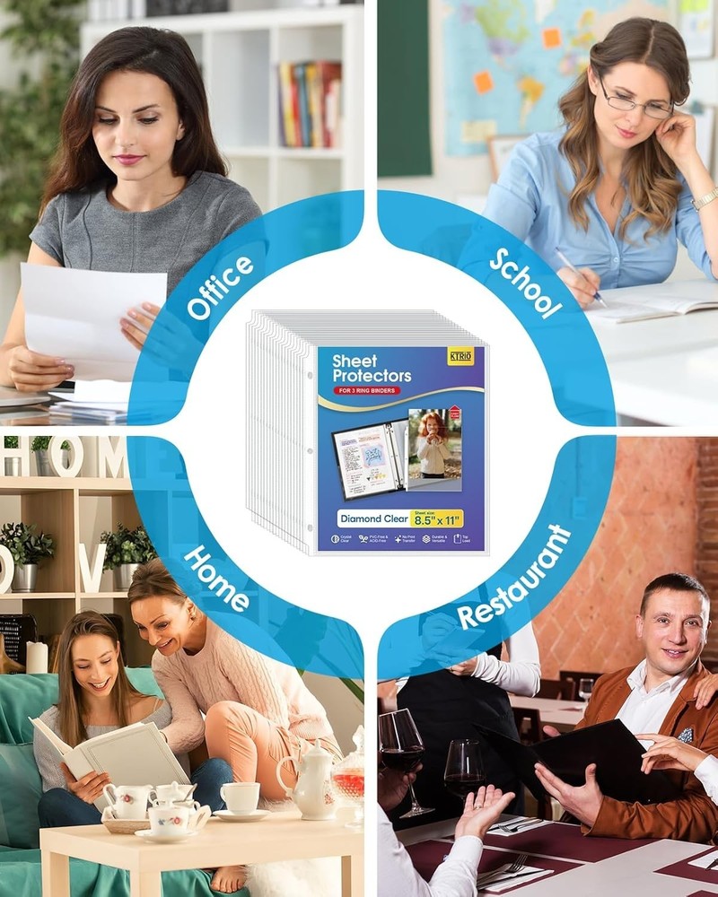 Versatile 600 Clear Polypropylene Page Protectors for 3 Ring Binder Organization